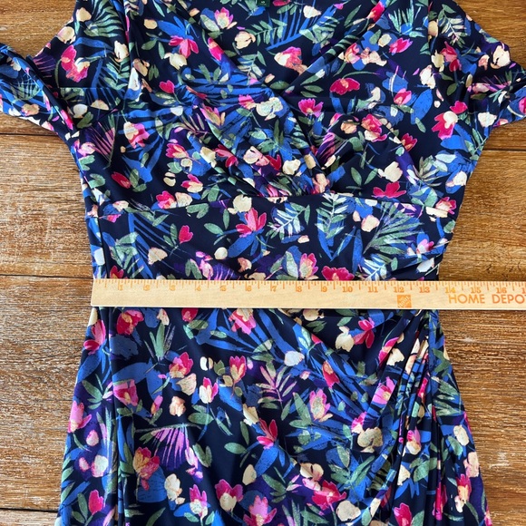 Lauren Ralph Lauren Size 10 Sheath Dress Black Floral Botanical Surplice V Neck - Picture 11 of 14